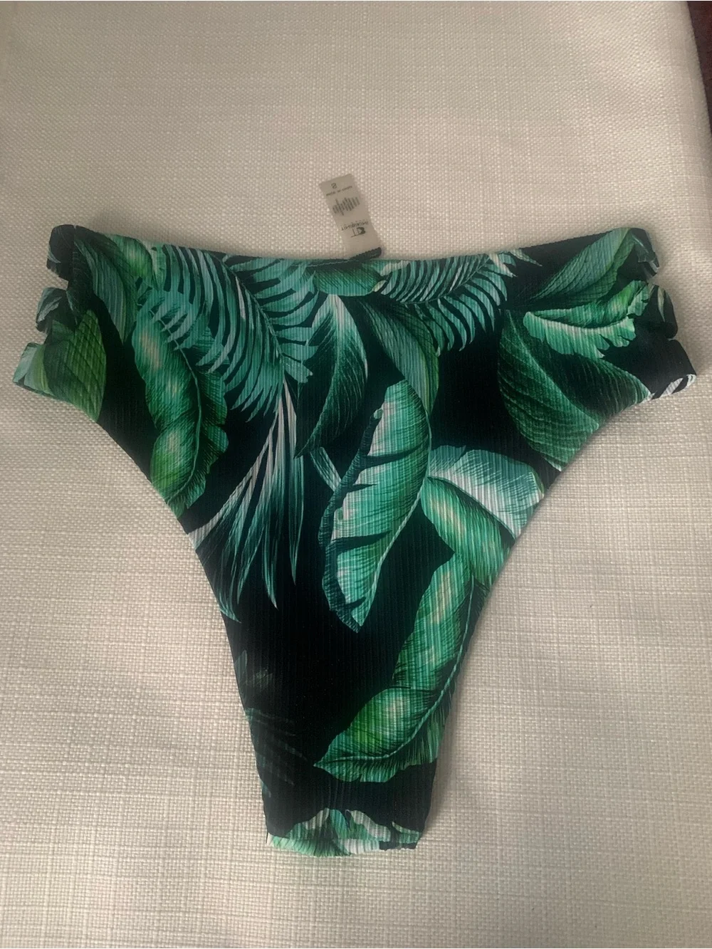 Fashion Nova Green Tropical Leaf Cutout Bikini Set